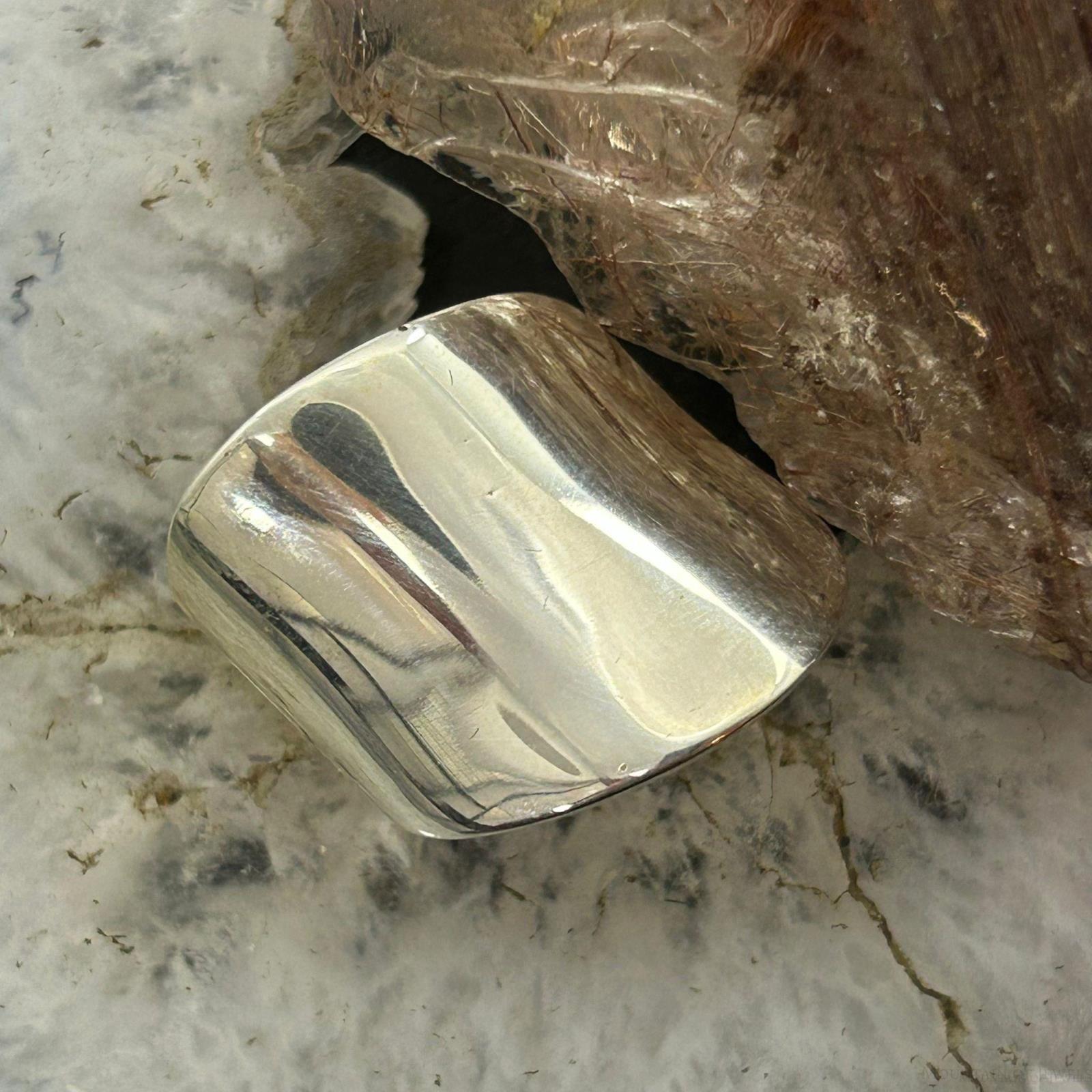 Sterling Asymmetrical Cigar Band Modern Fashion Ring For Women, Taxco Mexico