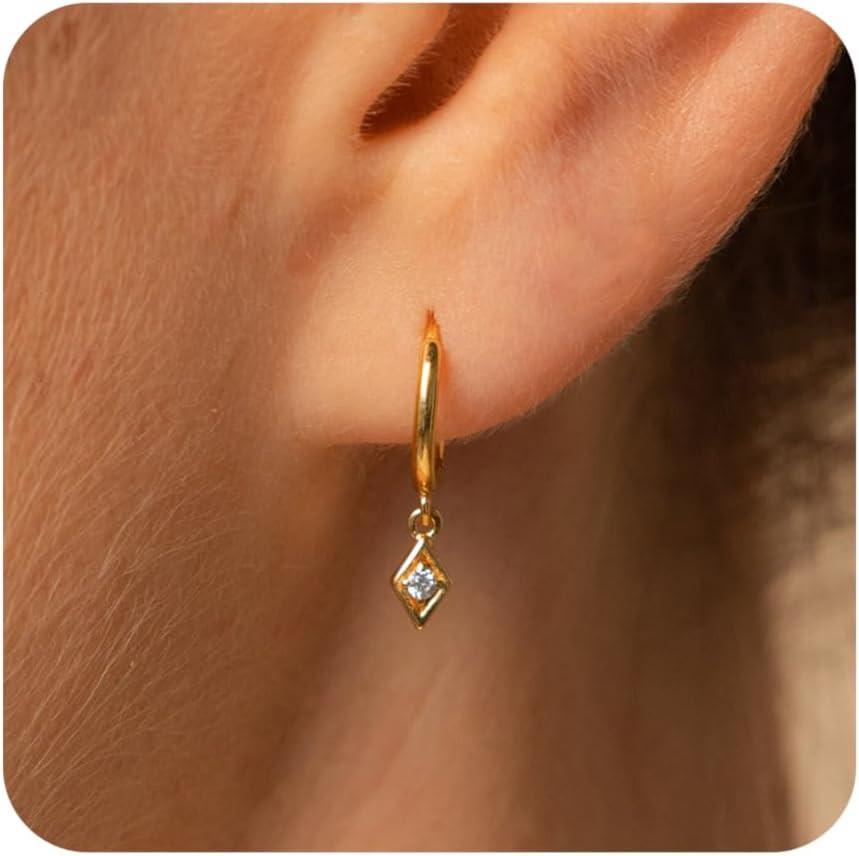 Gold Earrings for Women Trendy Dainty Paperclip Link Drop Dangle Earrings 14K Go