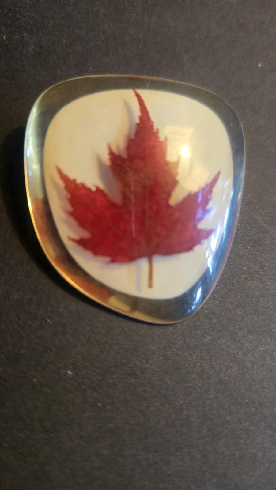 Red Maple Leaf Brooch Pin Clear Resin Handmade Canada Nature Travel Jewelry