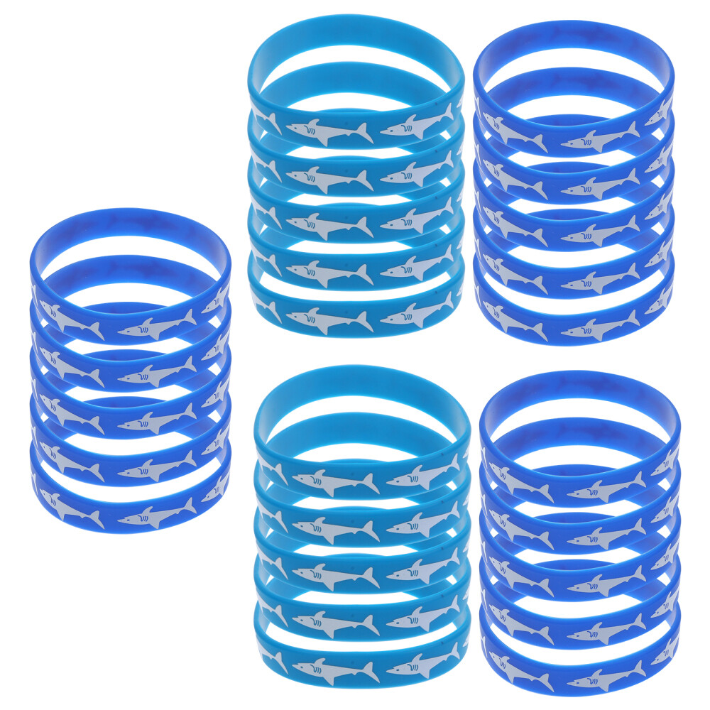 25pcs Shark Bracelet Toy Printing Wrist Straps Silicone Wristbands Dress up