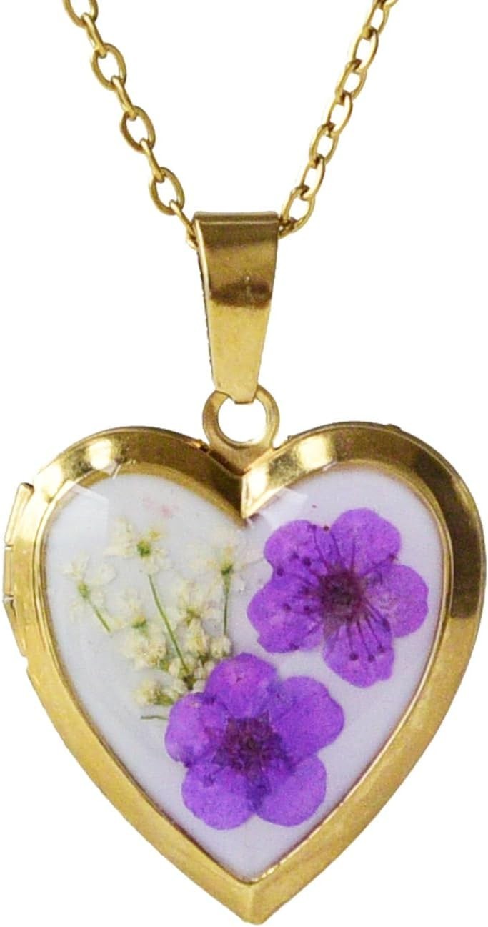 Heart Locket Necklace That Holds Pictures Pressed Flower Photo Locket Pendant…