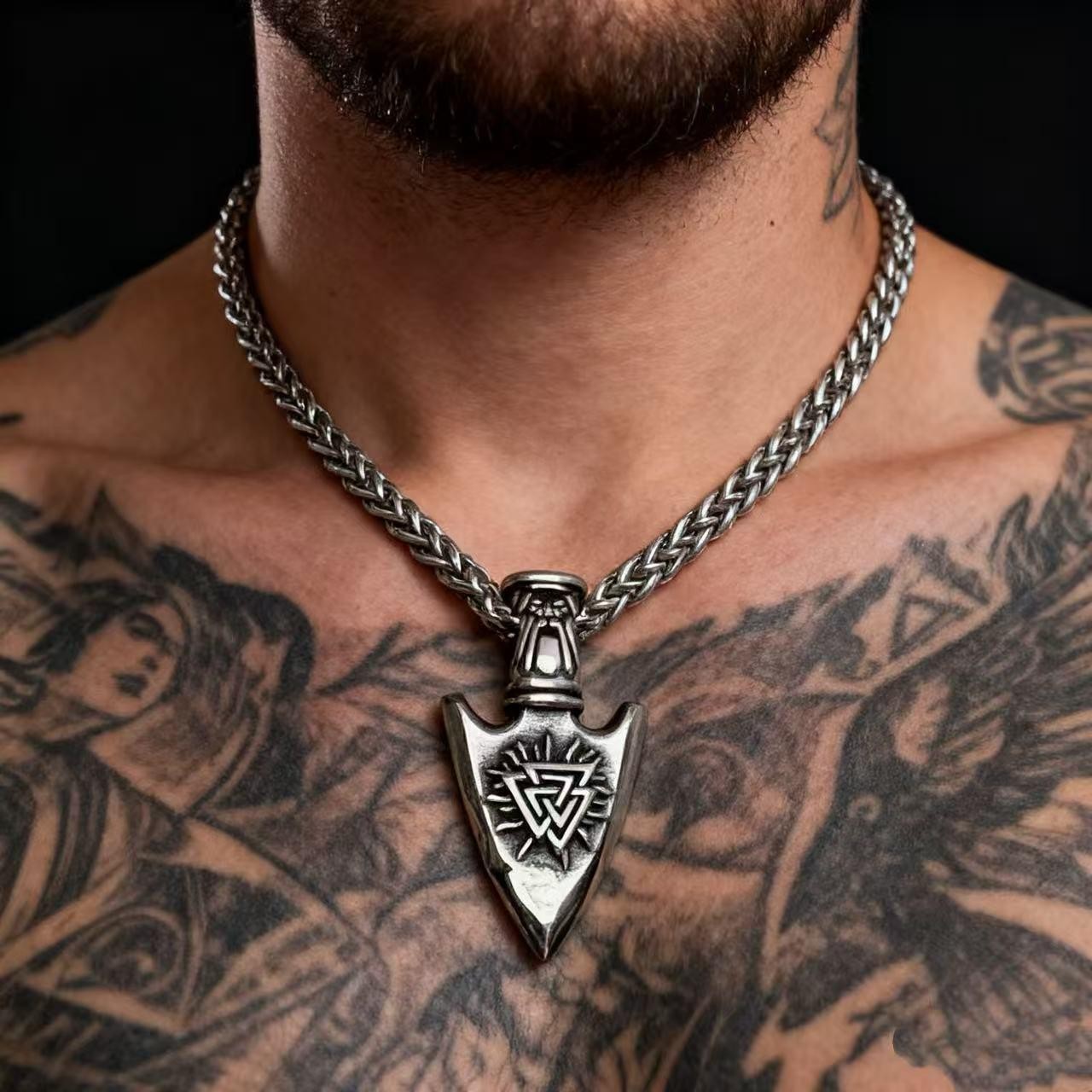 Viking Nordic Odin’s Knot Rune 316L Stainless Steel Pendant Necklace for Men