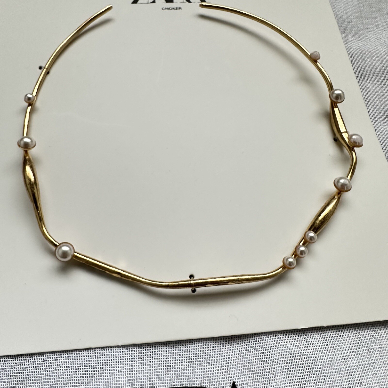New Zara Mini Pearl Bead Golden Choker Necklace 4548/273
