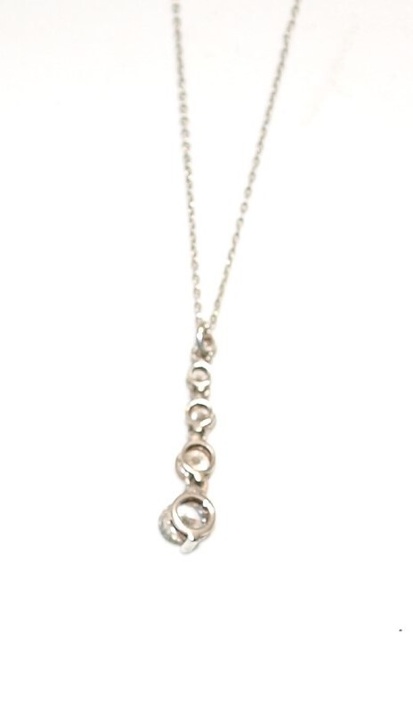 23″ 1mm Sterling Silver Link Chain & Graduated CZ Pendant 2.9g