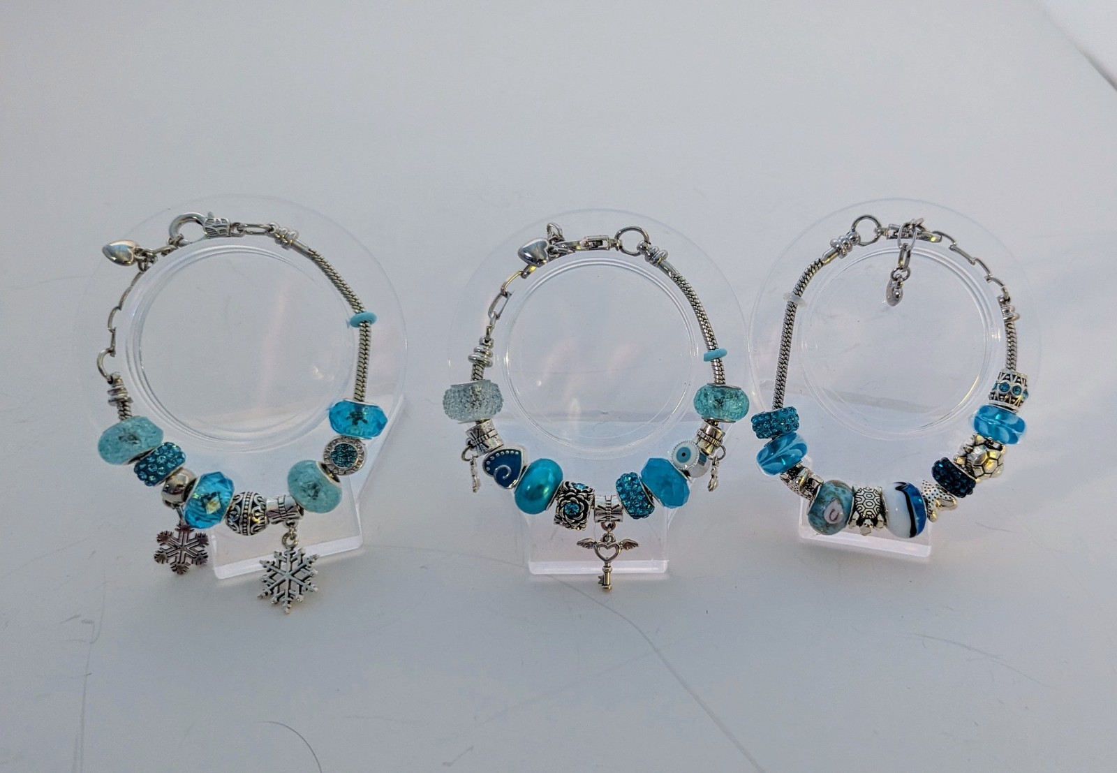 Customizable Silver Bracelets With Large Hole Beads & Charms. OOAK made To Order