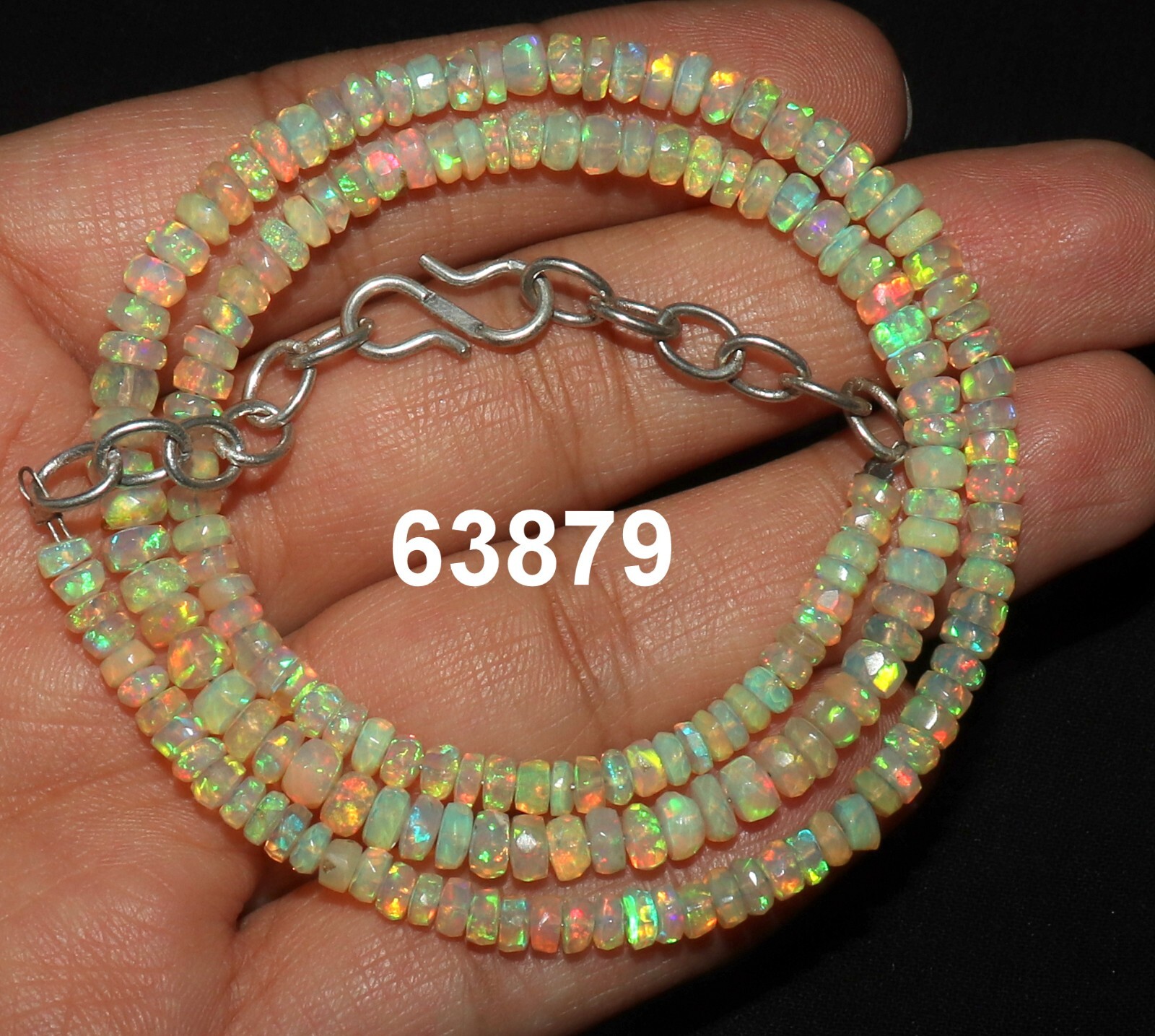 Natural Ethiopian faceted opal necklace cut opal beads necklace 16″ unique gift