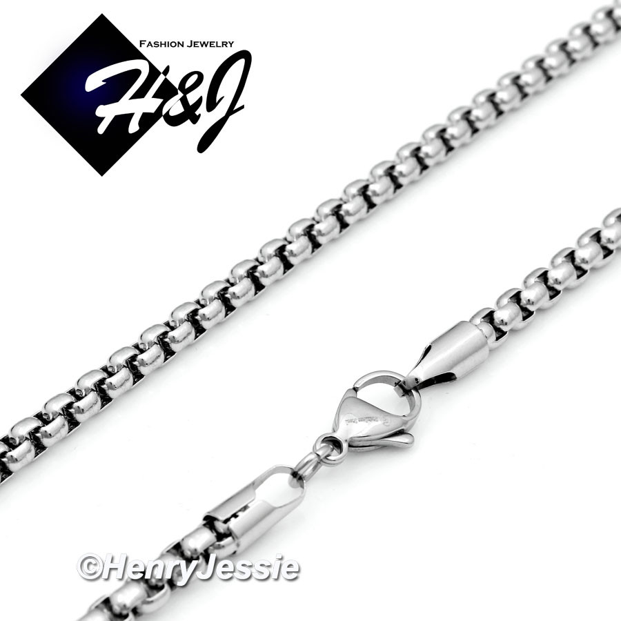 18-40″MEN’s Stainless Steel 5mm Silver Smooth Box Link Chain Necklace*NA