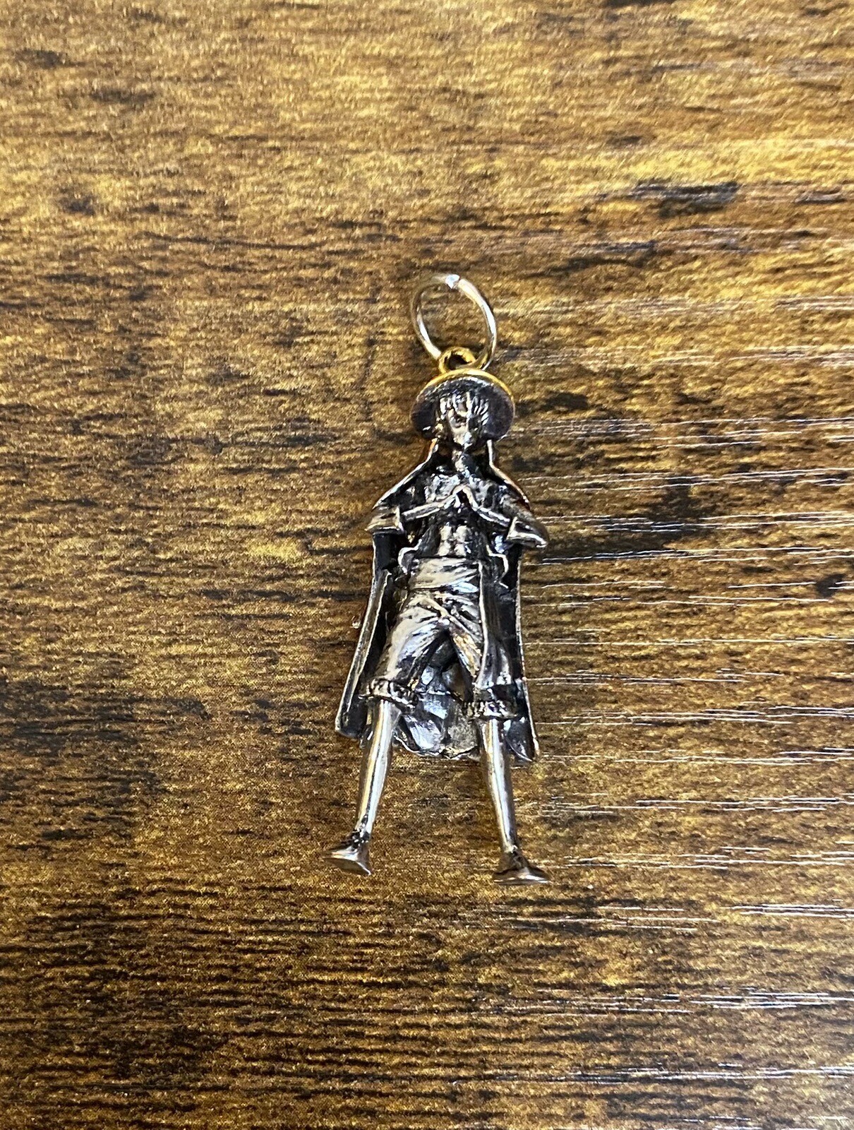 1pc One Piece Monkey D Luffy With Straw Hat Pendant Charm And 23” Necklace
