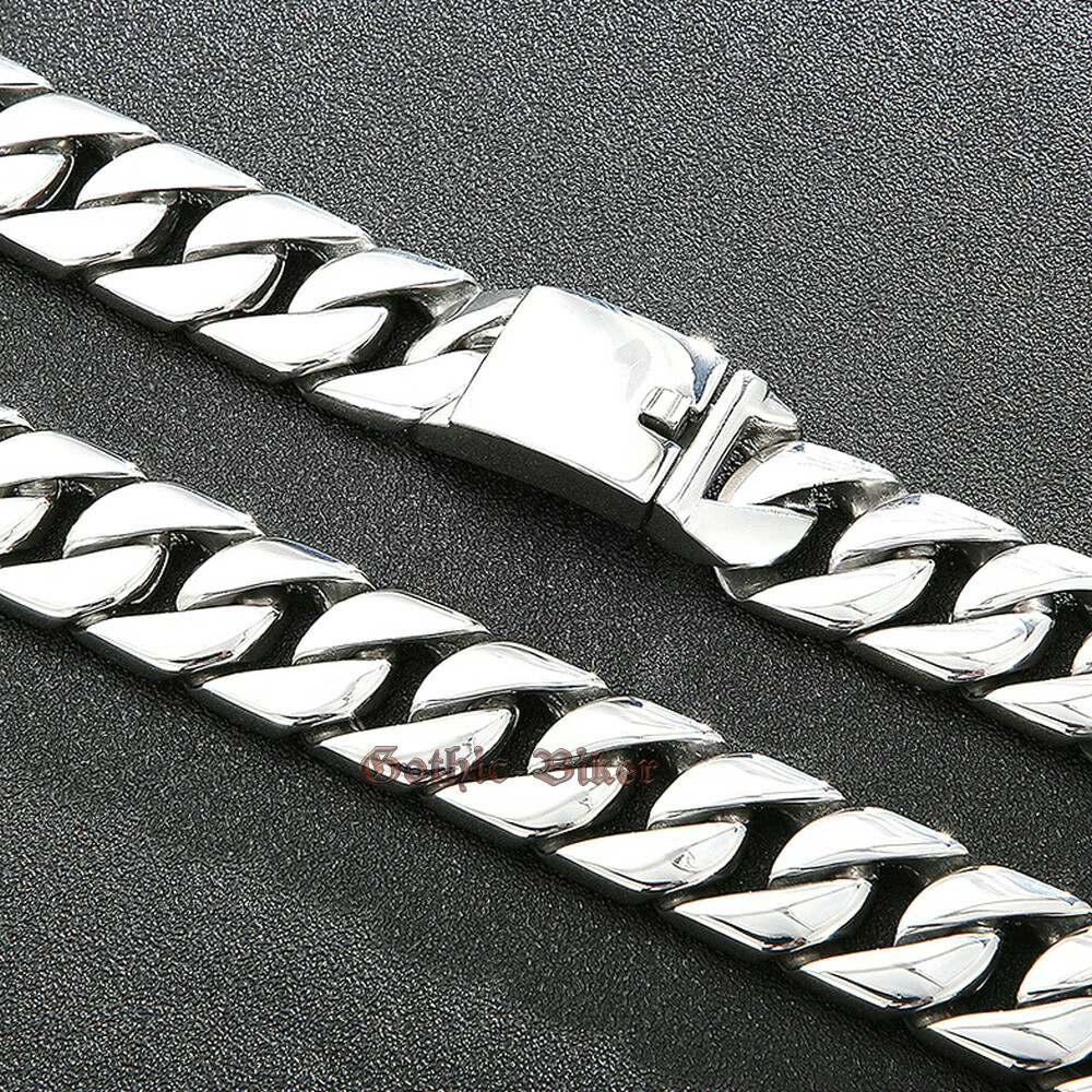 Heavy Chunky Thick Mens Cuban Curb Chain Stainless Steel Bracelet Necklace 20mm