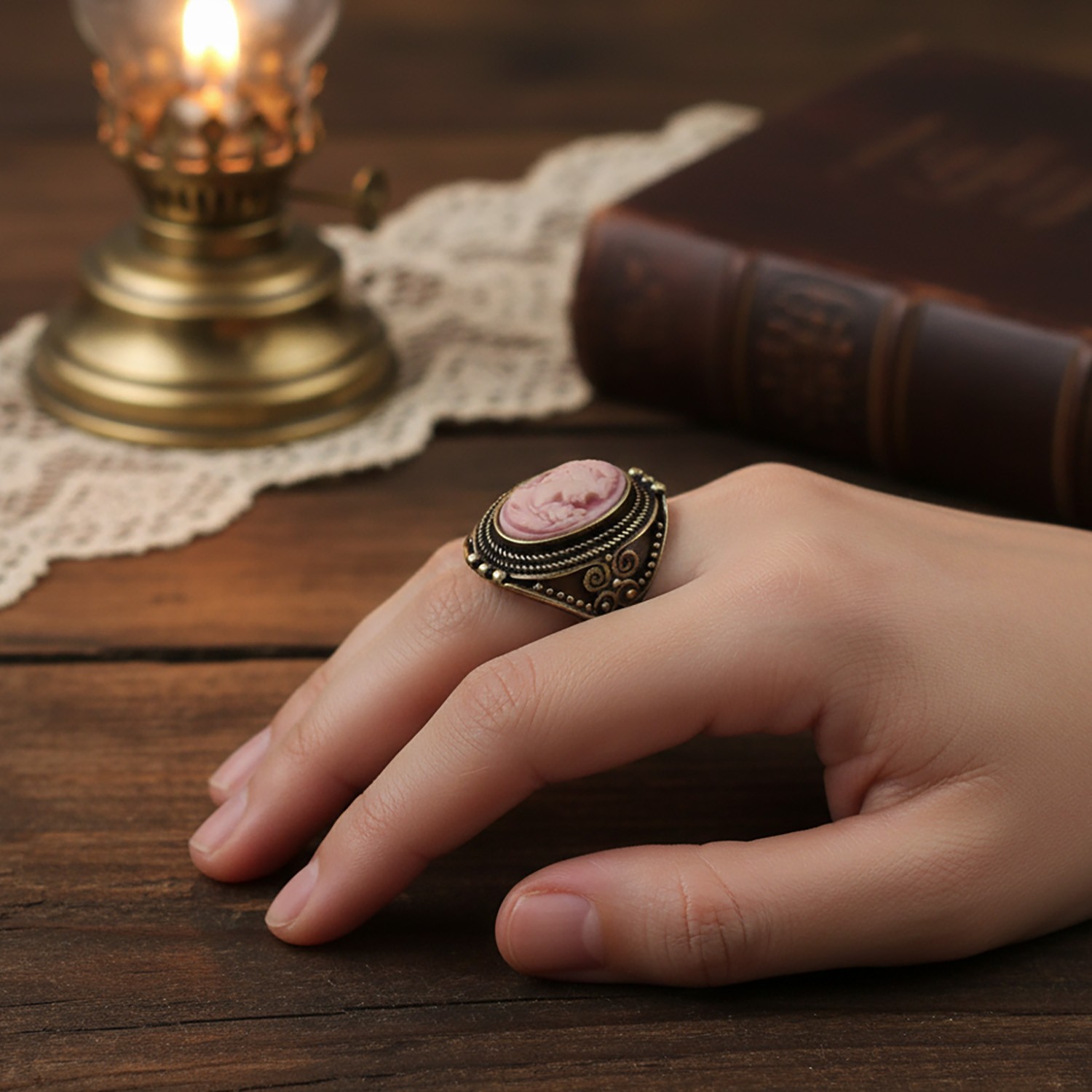 10pcs Vintage Lady Cameo Rings Bulk Antique Bronze Plated Assorted Jewelry