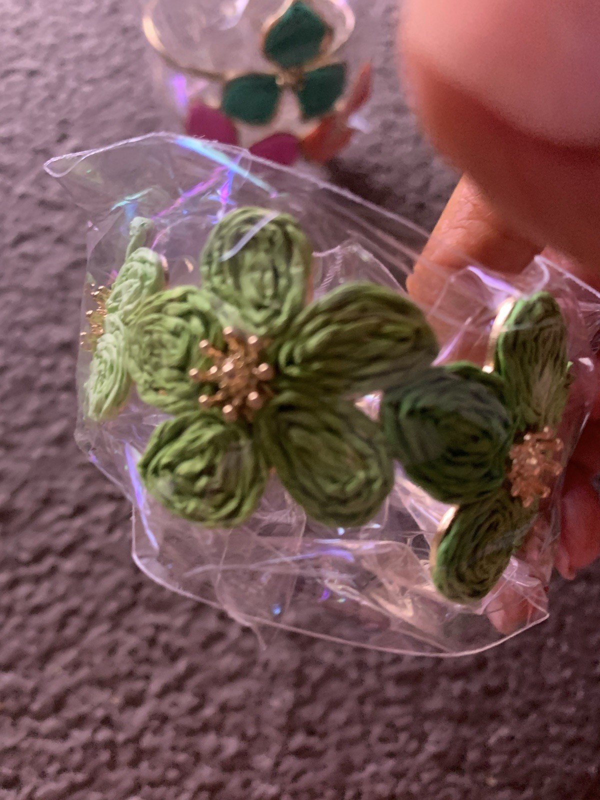 3 Shades of Green Raffia Bracelet. Handmade. 1 Row Bangle. New.