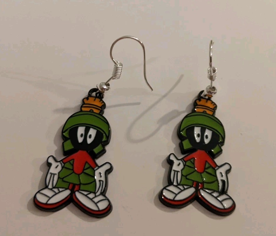 Warner Bros Looney Tunes Marvin The Martian Enamel Earrings