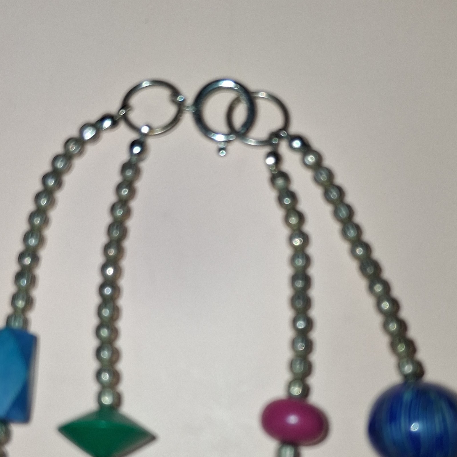 Multicolor 10″ Wood Beaded Necklace Lot Ball Chain Spring Ring Lobster Clasp