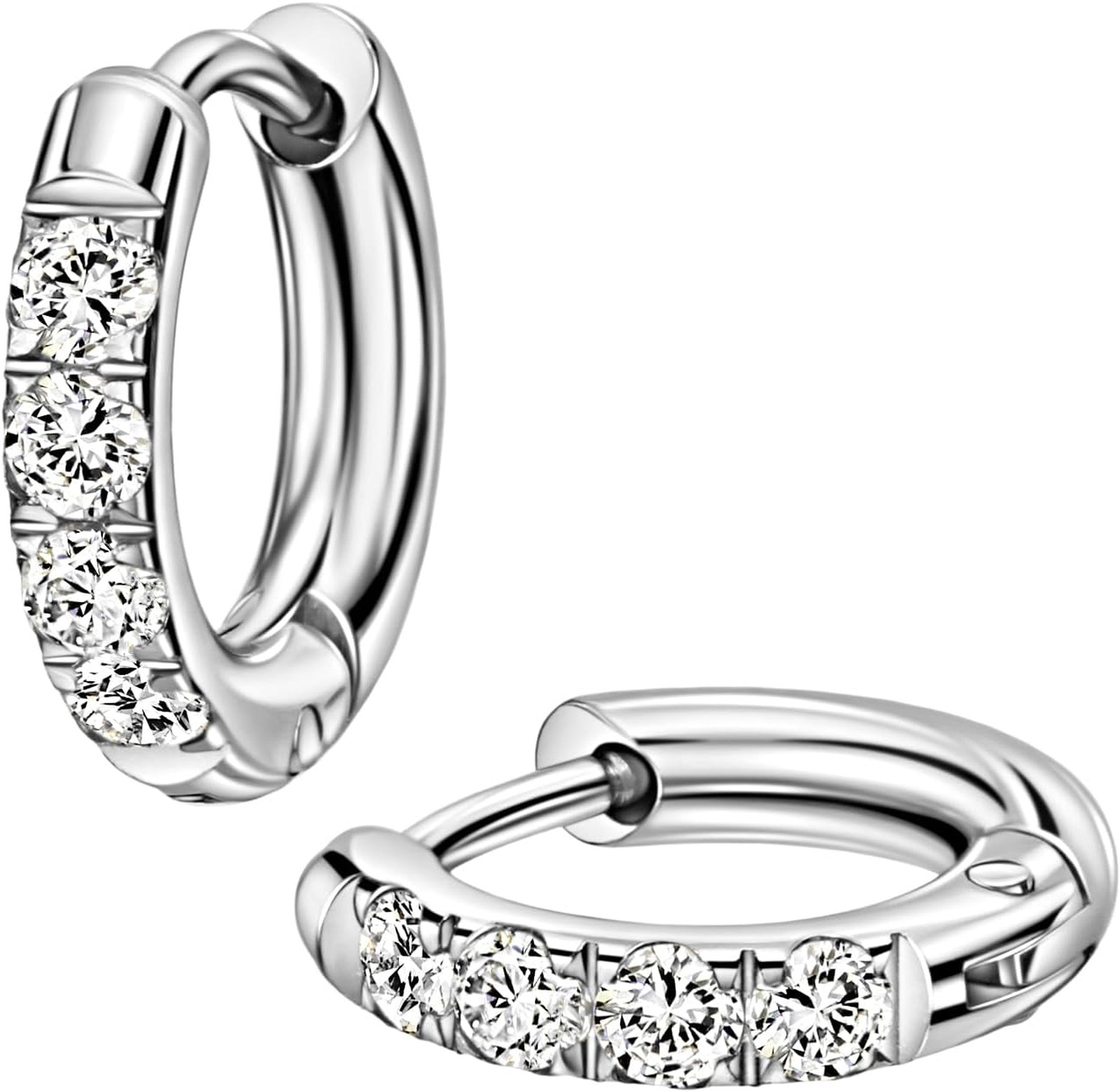Huggie Hoop Earrings for Women Men Stainless Steel CZ Small 8mm 20mm Silver Gold