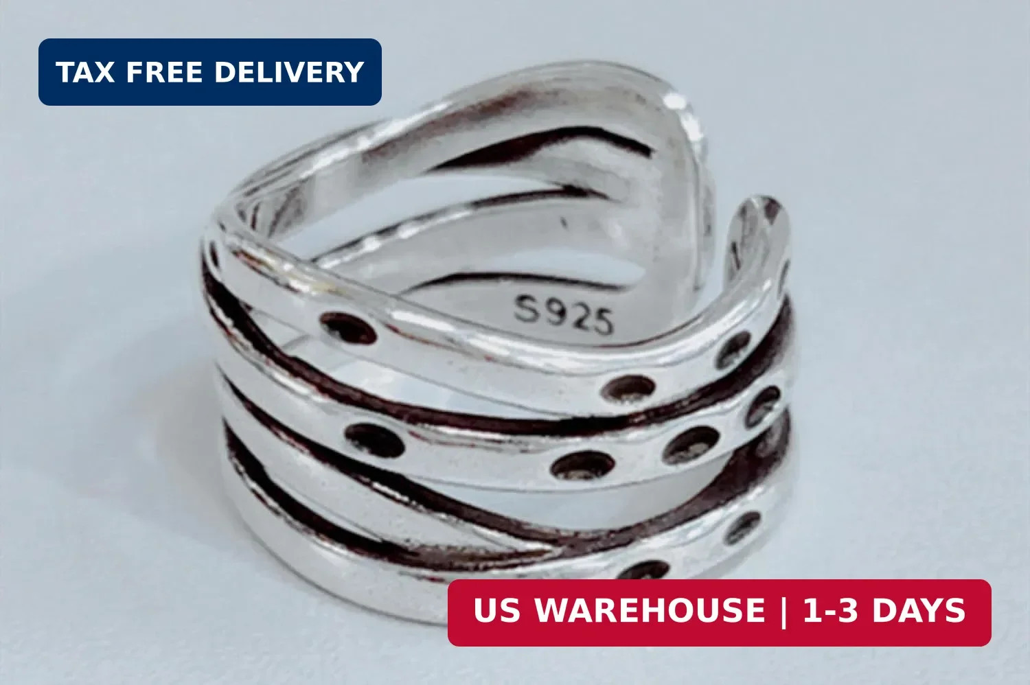925 Sterling Silver Adjustable Layered Chain Ring, Party Rings For Women