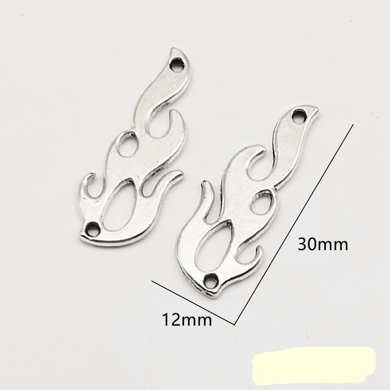 30PCS Antique Silver Tone Small Fire Connector Gothic Charm Pendant LCRS41