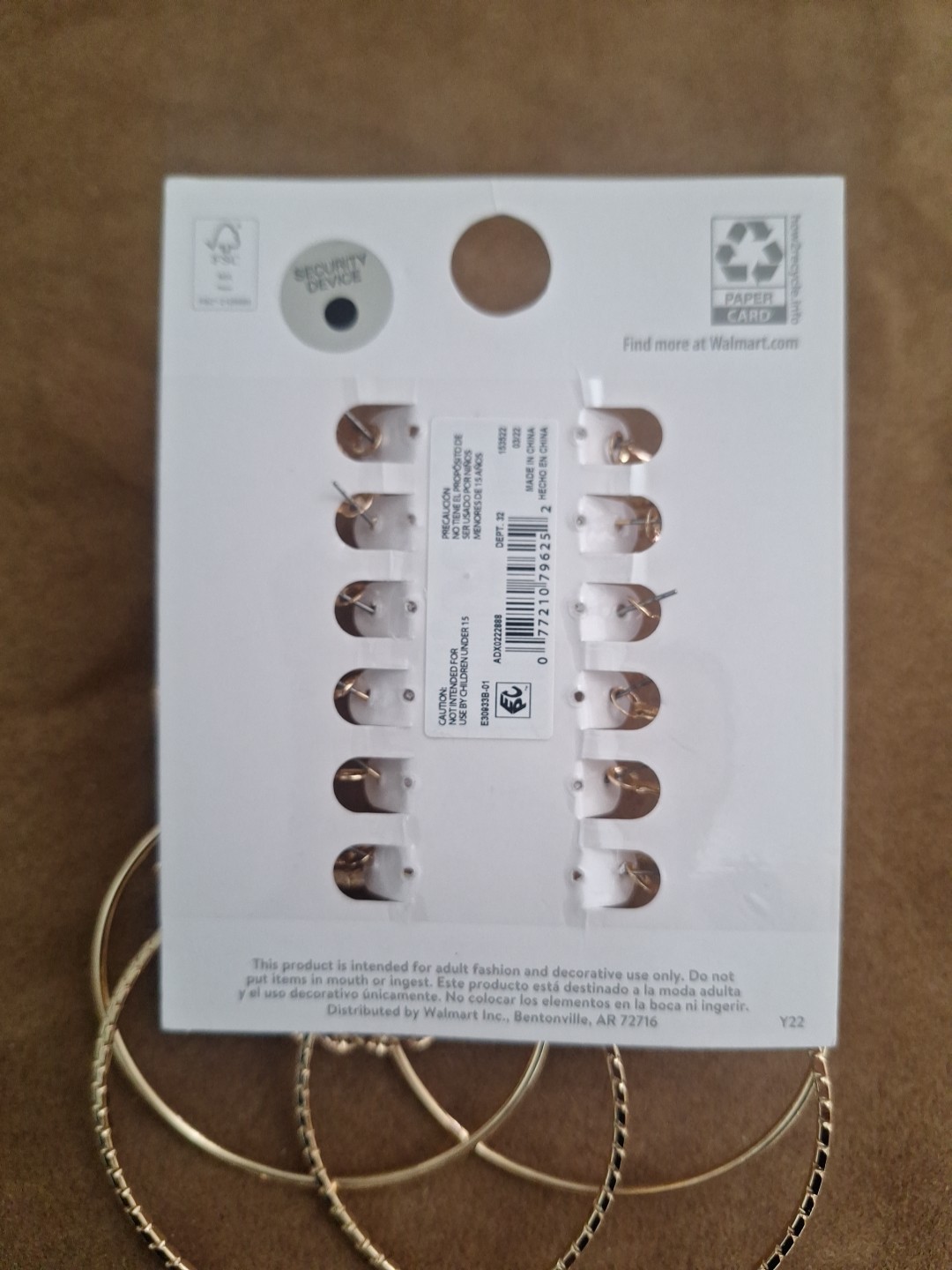 Time and Tru Hypo-Allergenic Earrings, 6 Pairs