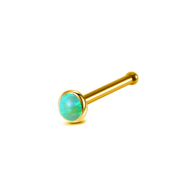 2Pcs 316L Surgical Steel Opal Nose Ear Stud Earrings Bones Barbell 20G H11