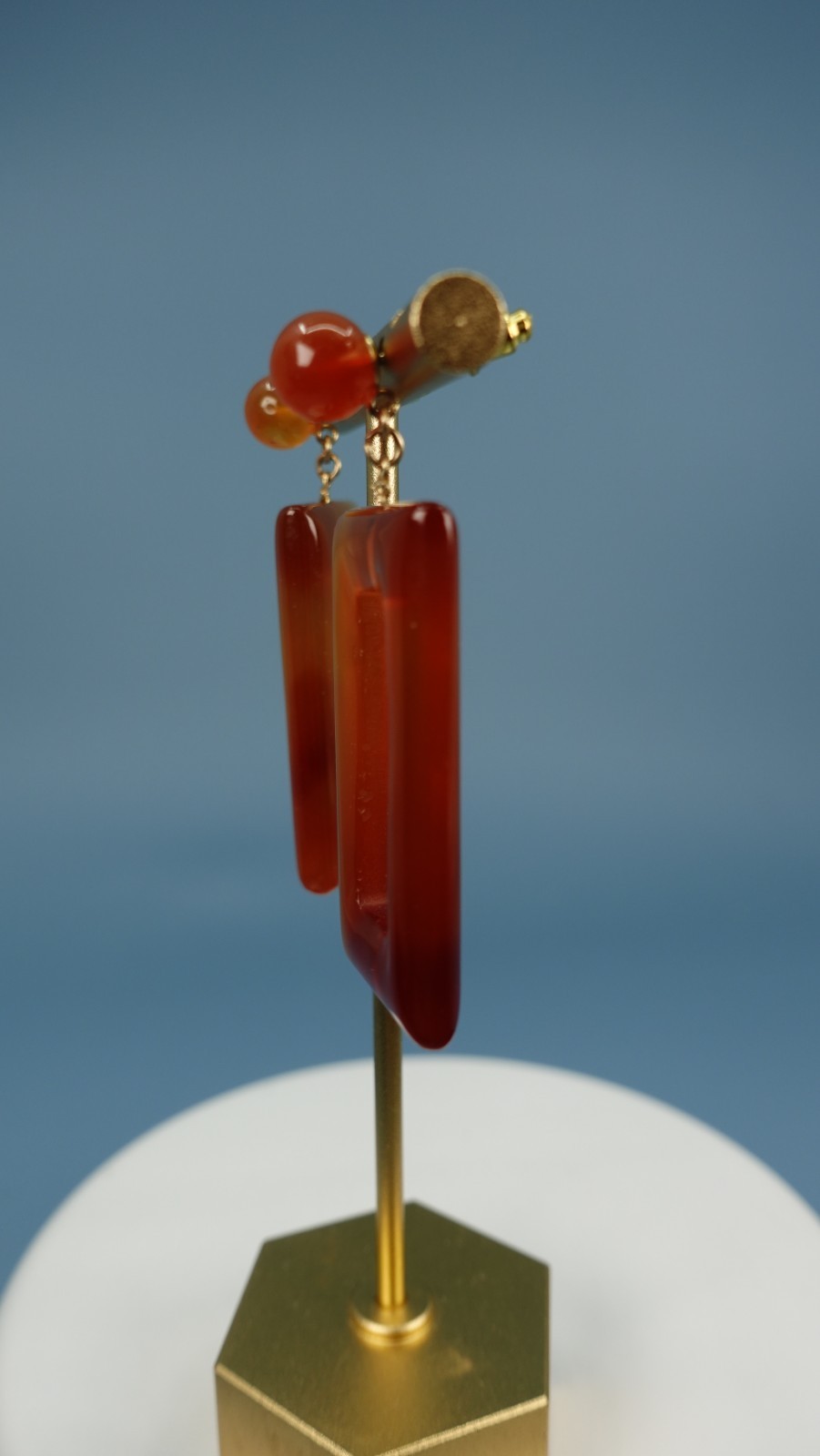Statement Carnelian Drop Earrings 14k posts approx. 1.5″ Cute!!