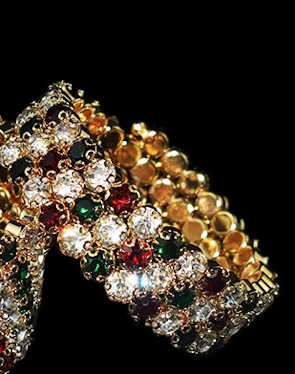 Multi Color 3 layer Crystal Cuff Fashion Jewelry Charm Stretch Bangle Bracelet