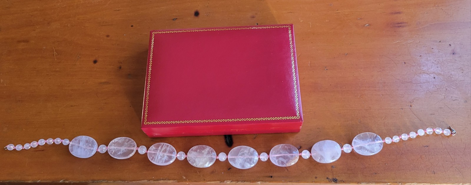 Rose Quartz Beaded Boho Fairy Cottagecore Vintage Necklace with Jewelry Box