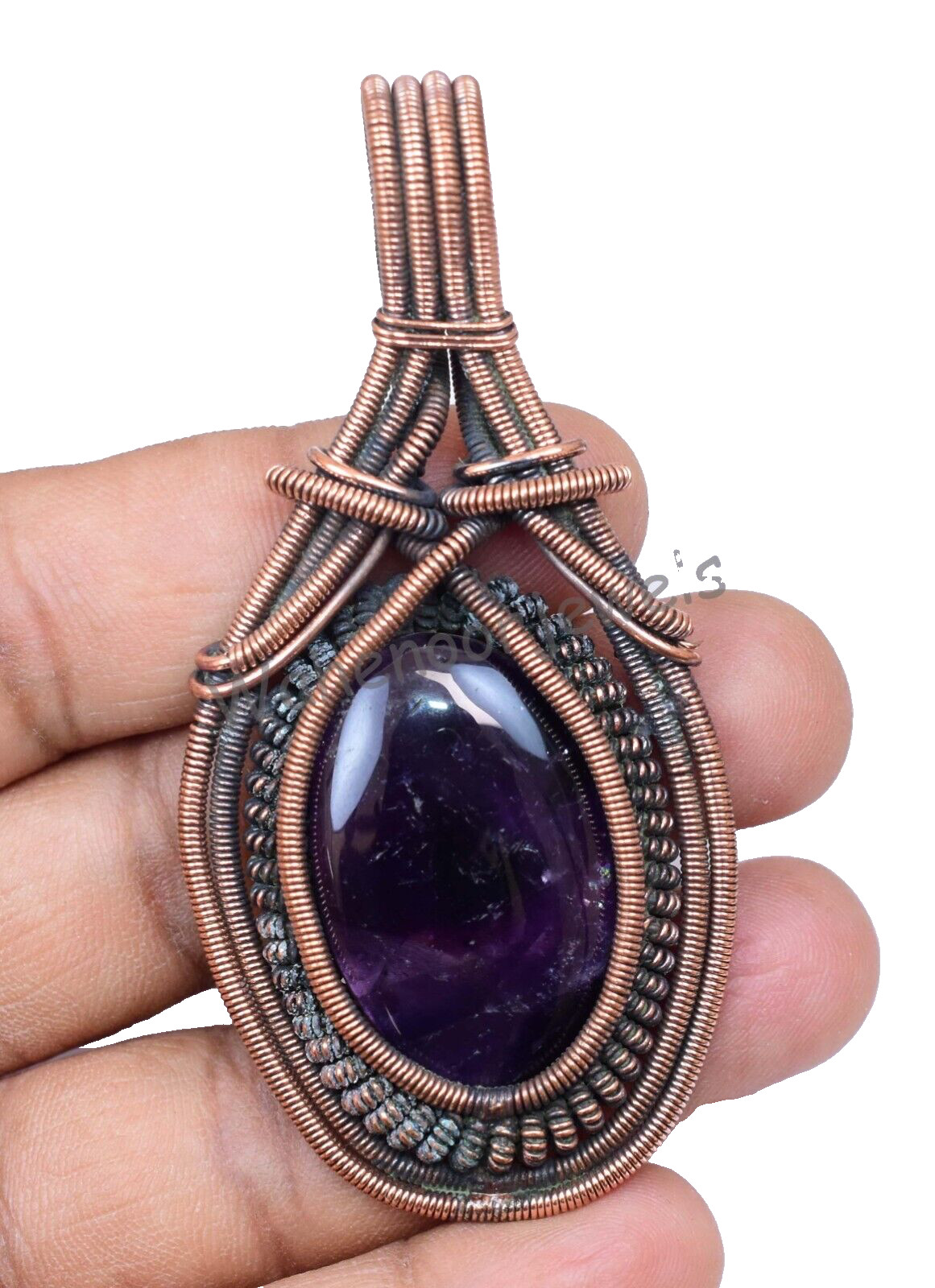 133.15 Ct Purple Amethyst Gemstone Copper Wire Wrapped Beautiful Pendant Jewelry