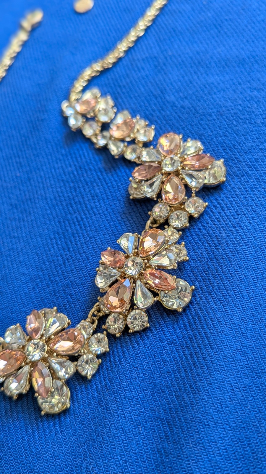 Gold-Tone Necklace Pink & Clear Crystal Floral Statement Charter Club Necklace