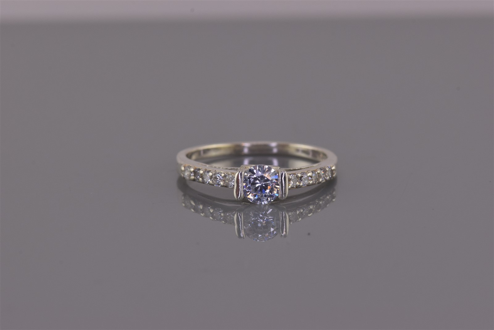 Sterling Silver Tension Set Cubic Zirconia Accented Band Ring 925 Sz: 8