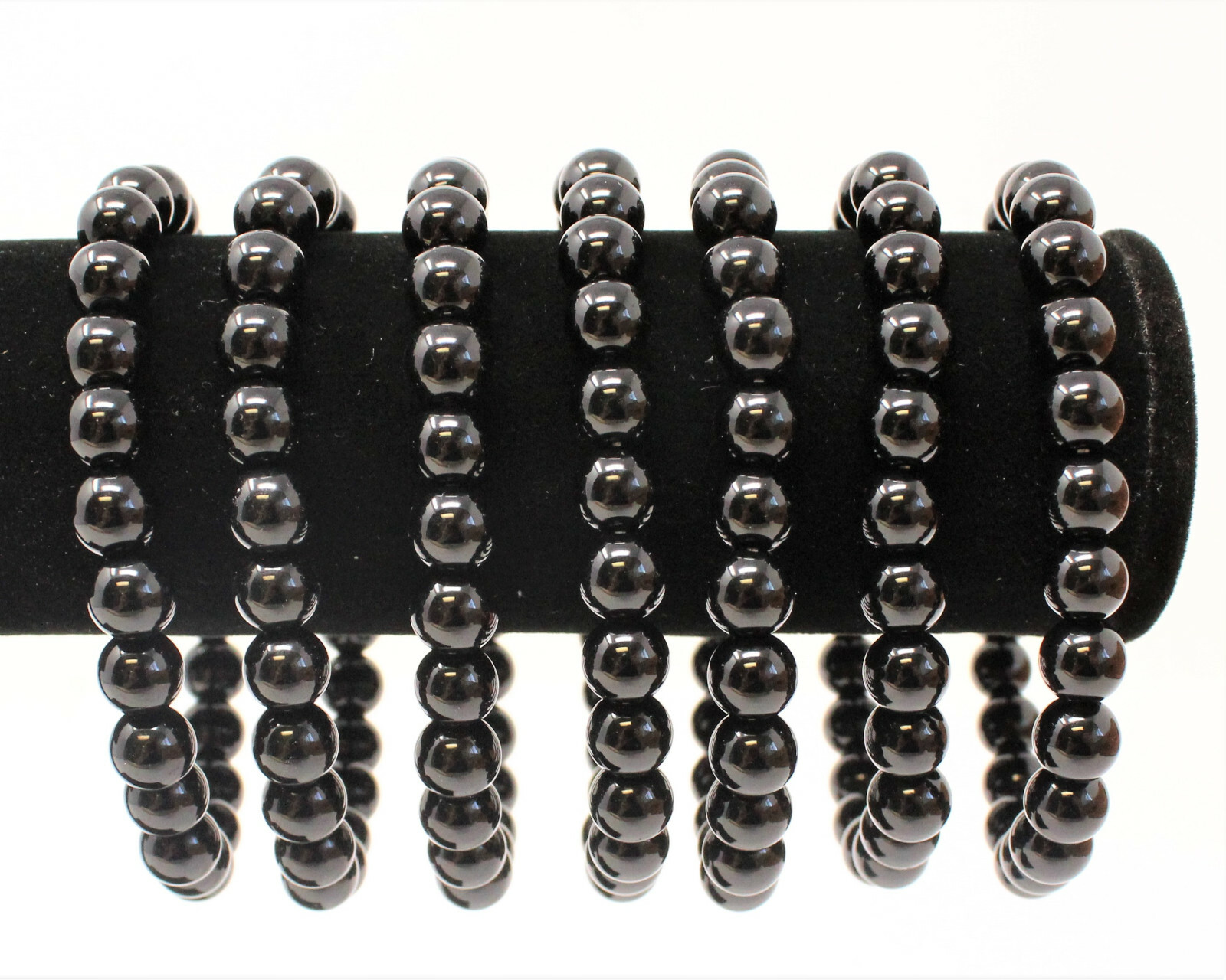 Black Obsidian Bead Bracelet: 8 mm Round Crystals (Obsidian Stretch Bracelet)