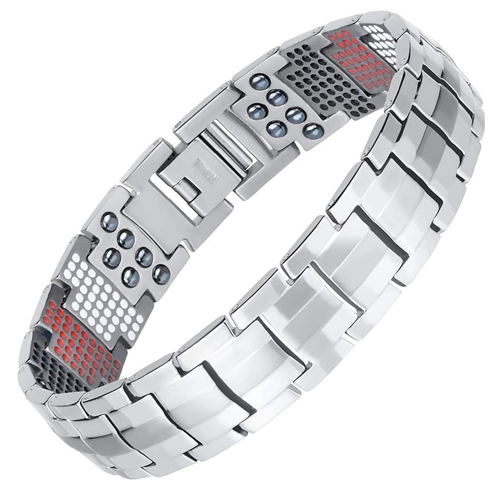 Magnetic Therapy Bracelet – Titanium Double Row Strength Pain Relief Bracelets