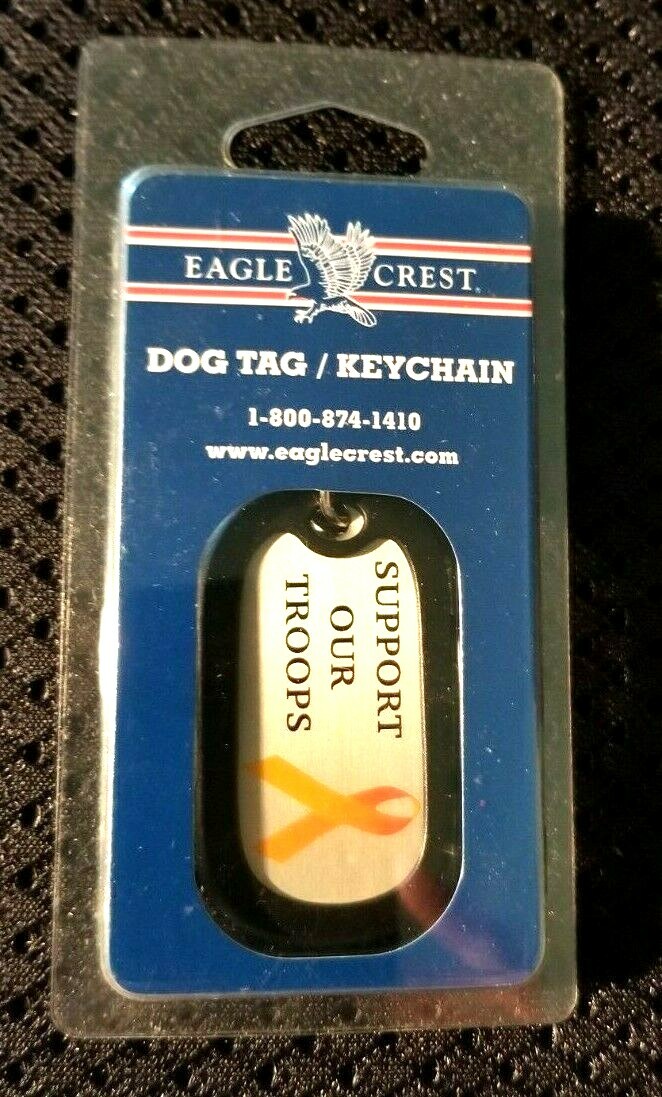 Dog Tag Key Chain Support Our Troops Eagle Crest NEW American Troops
