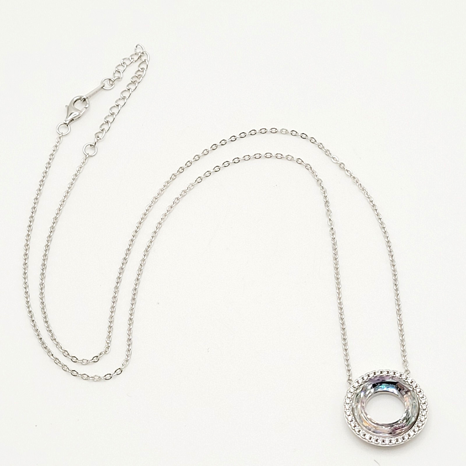 Cosmic Ring Swarovski Elements Crystal Center w Rhinestones 925 Silver Necklace