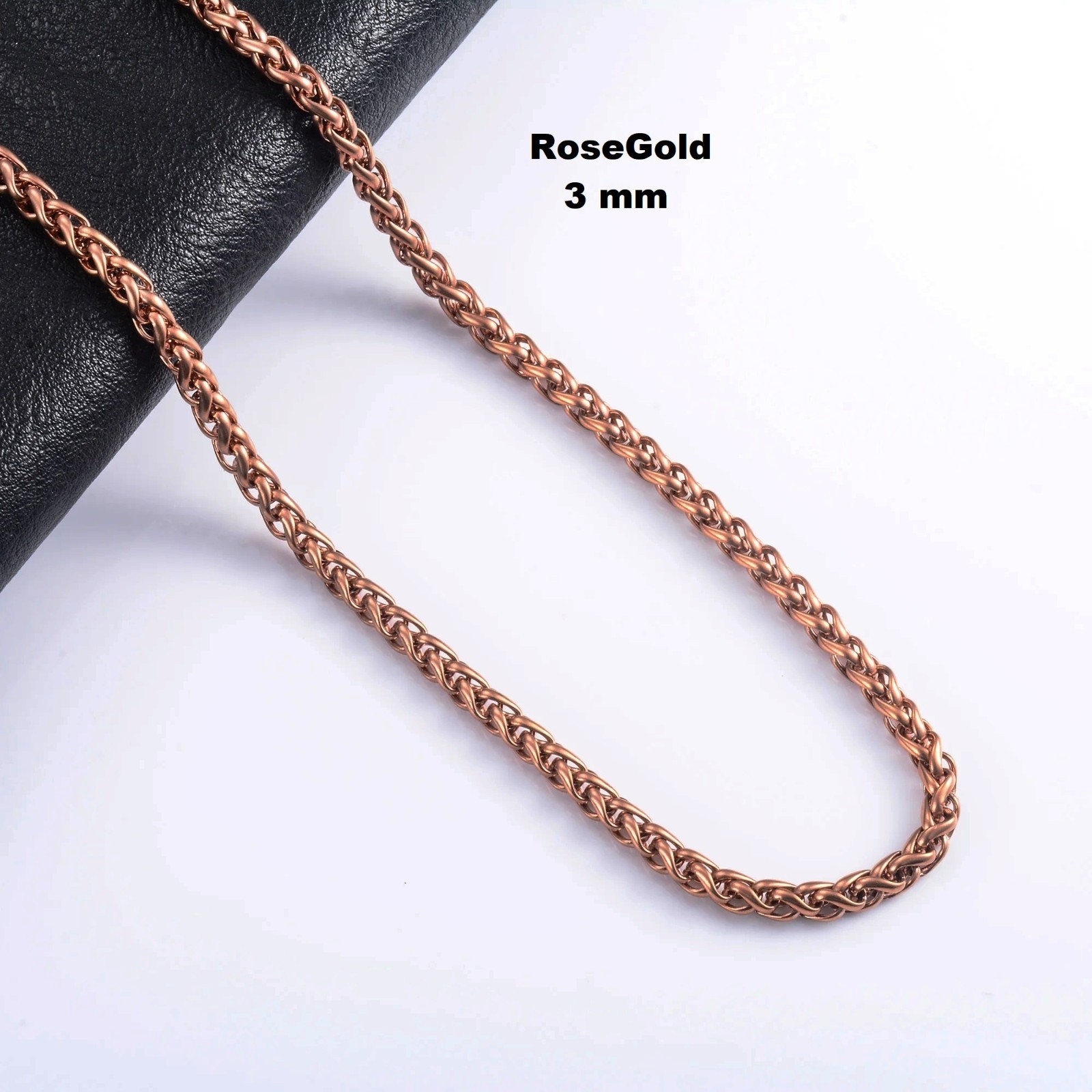 Foxtail Waterproof Necklace Silver/Gold Men Women, Braided Chain Stainless Steel