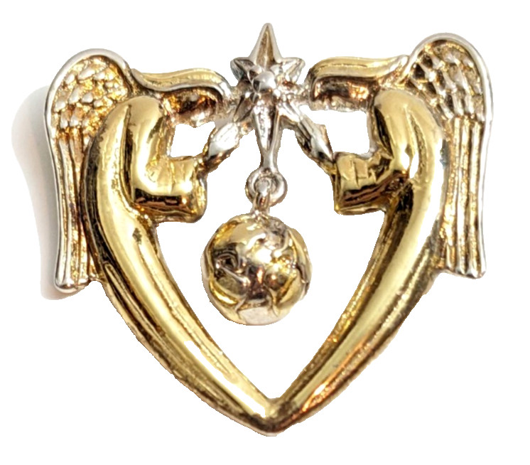 🔥GORHAM Sterling Silver Vermeil Guardian Angel Nearby World Hope Pendant🔥LQQK