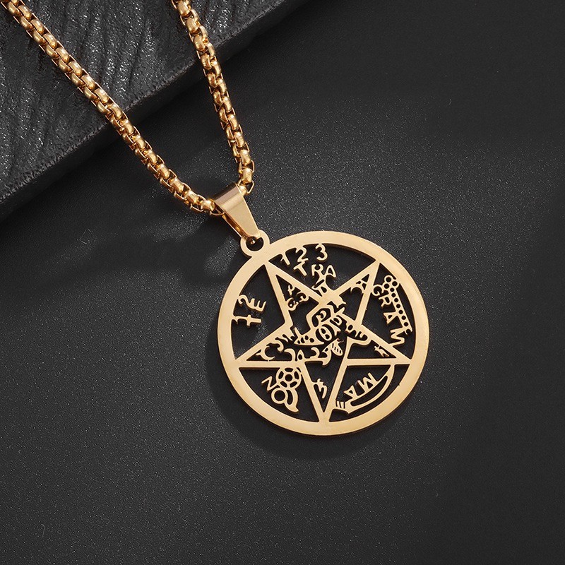 Stainless steel Pentagram of Solomon Pendant Men Necklace Star Amulet Unisex