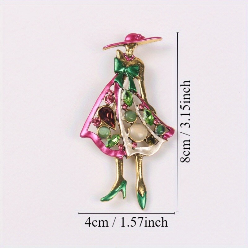 2PCS Fashion Lady Brooch Pins Women Crystal Dress Hat Beauty Girl Pin