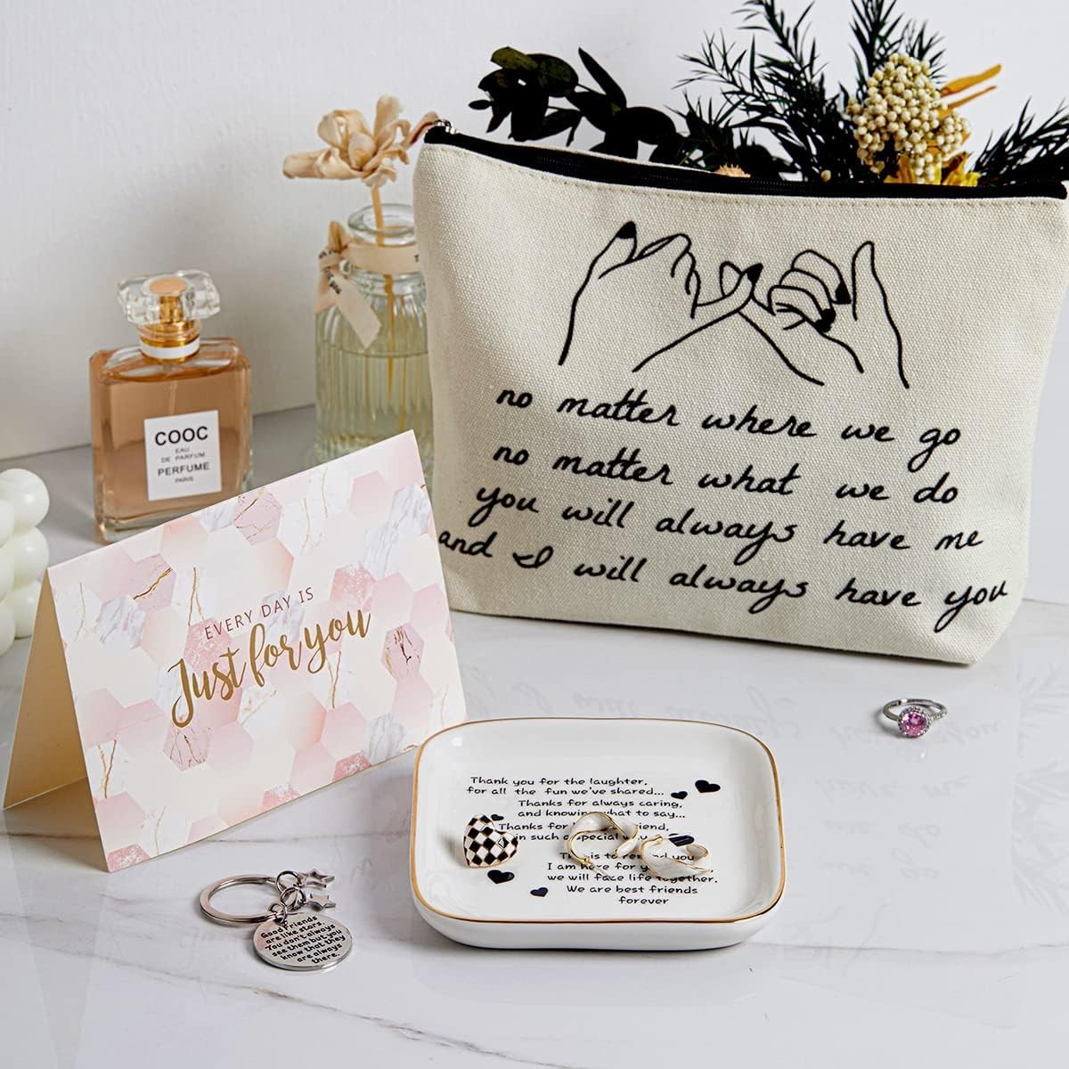 Unique Gift Ideas for Her: Luxury Basket with Ring Dish & Friendship Treasures