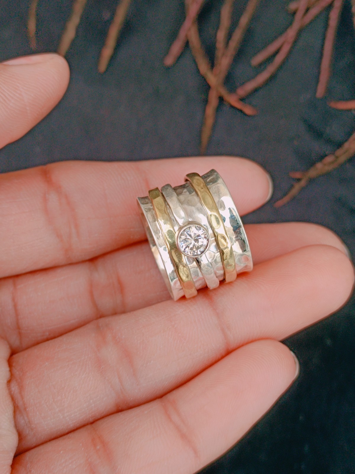 Crystal Quartz Spinner Ring 925 Sterling Silver Spinner Ring Handmade Ring B404