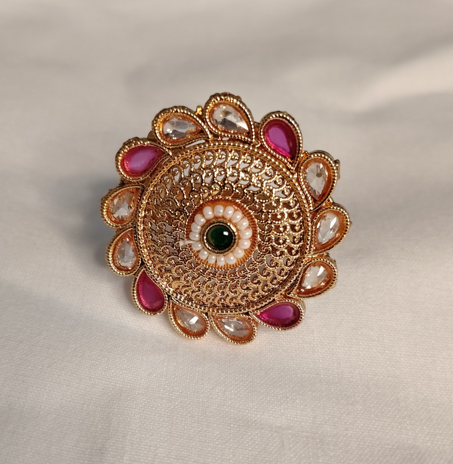 Ilyana Royal Filigree Ruby and Emerald Statement Ring Roz Jewellers.