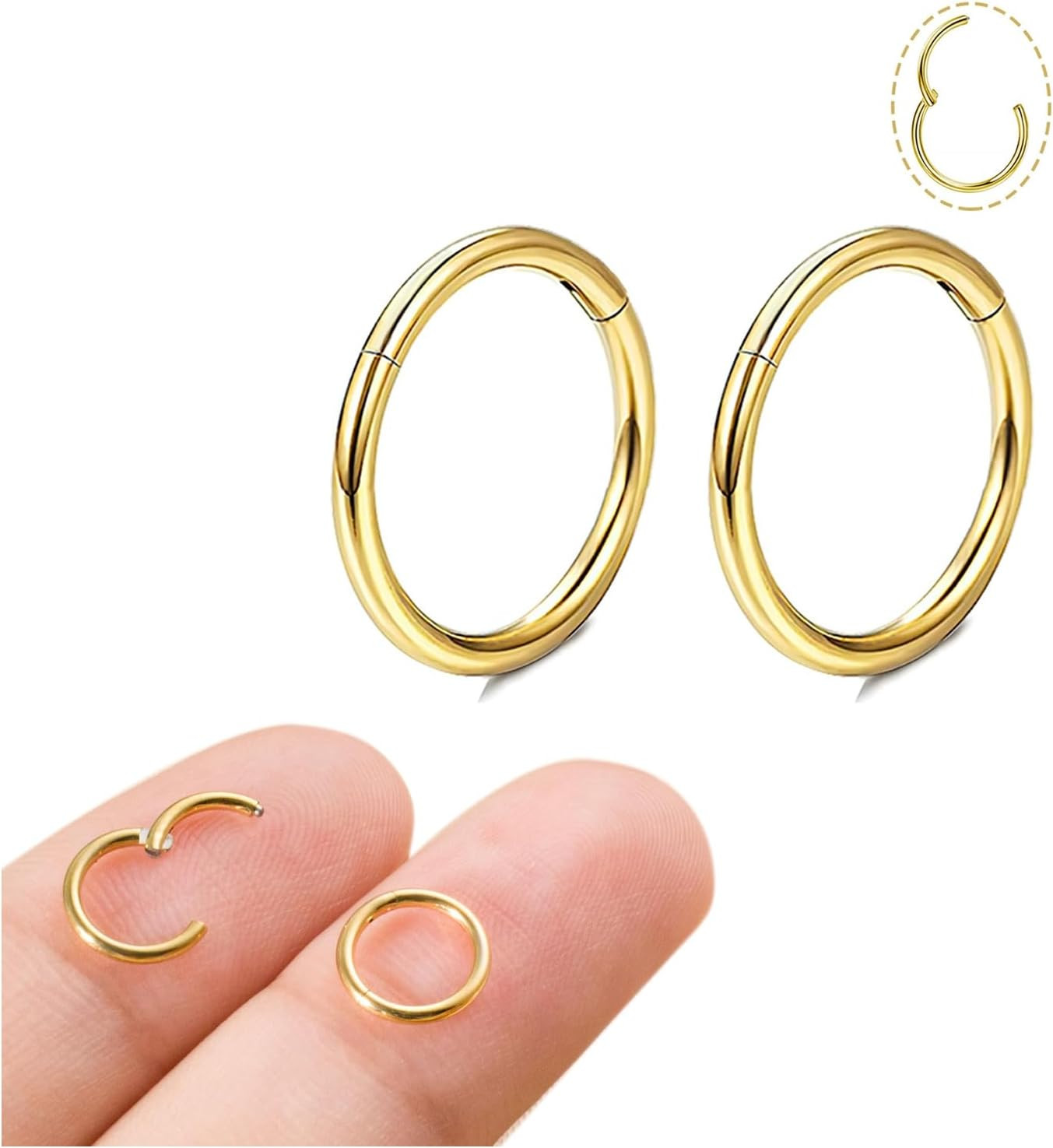 Small Gold Hoop Earrings, Lightweight 14K Gold Plated Huggie Hoop Earrings for C