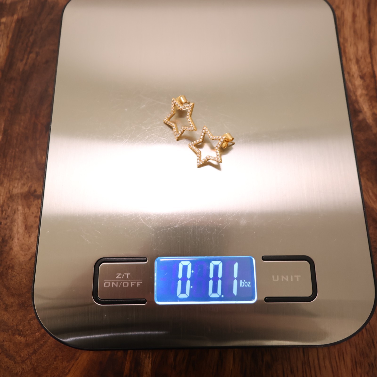 Star earrings goldtone pave clear crystals sparkly butterfly backs outline studs