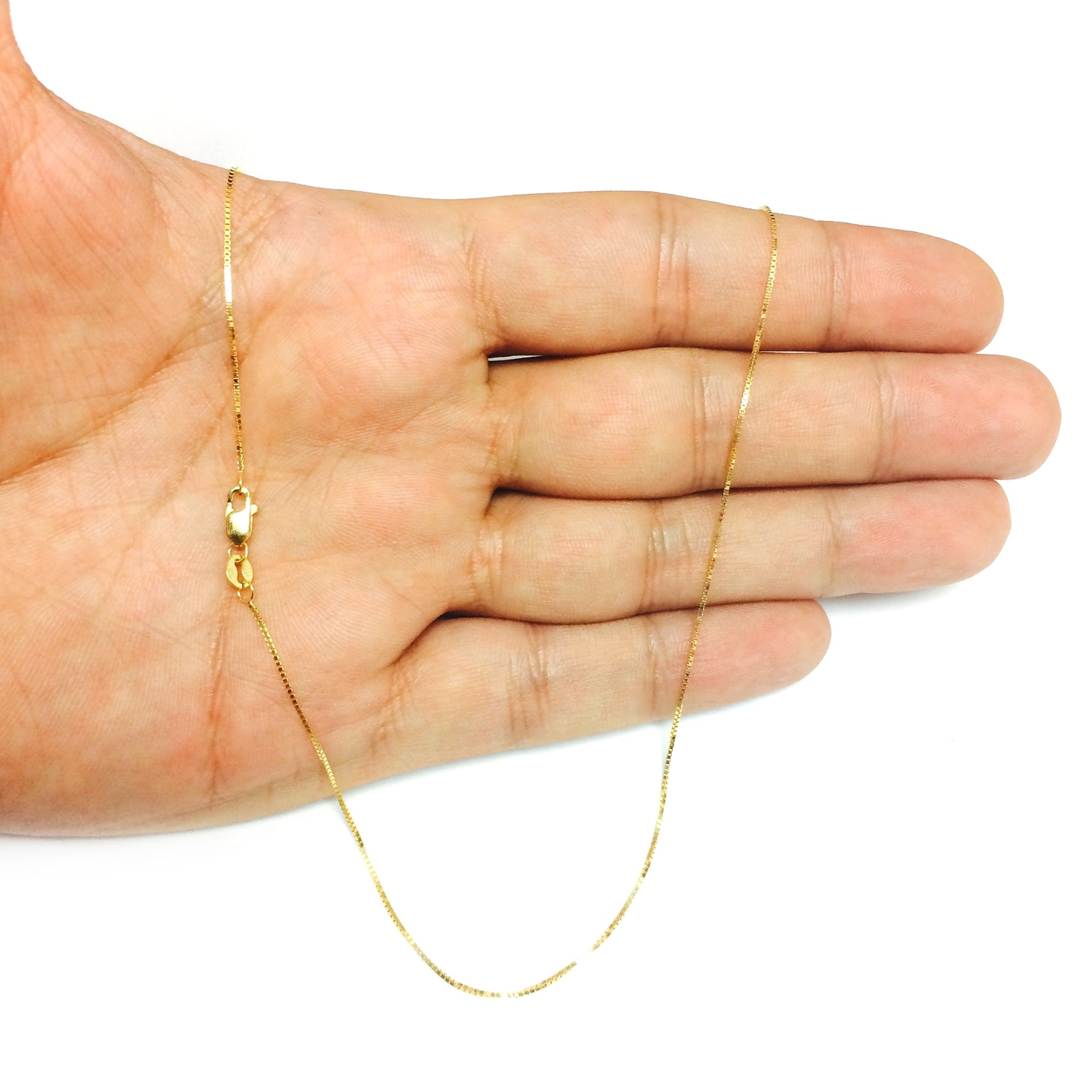 14k Yellow Real Solid Gold Mirror Box Chain Necklace, 0.7mm, 20″