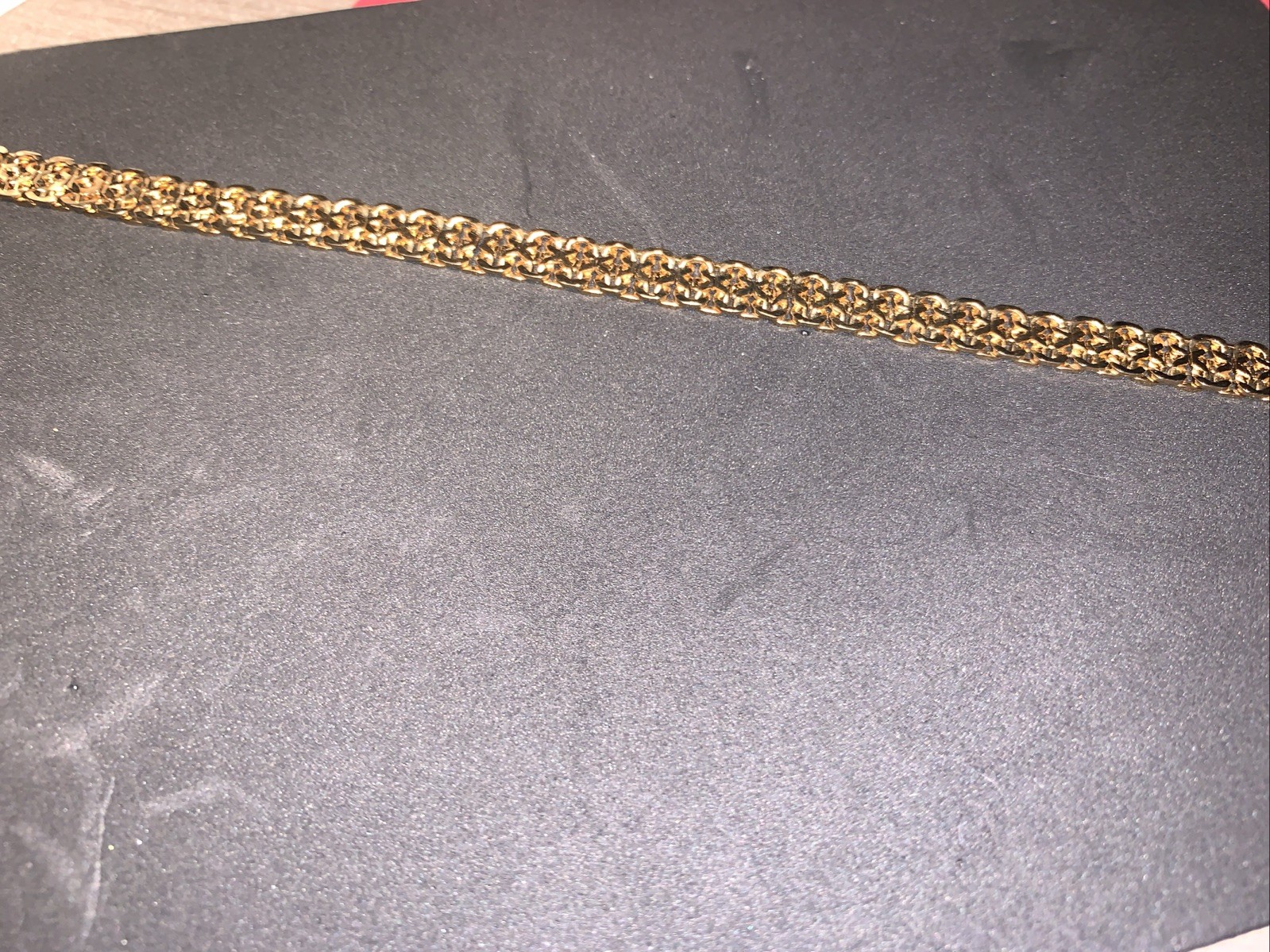 Quality GoldTone Bracelet Unsigned 7 Inches Long Links Safety Clasp Box Type