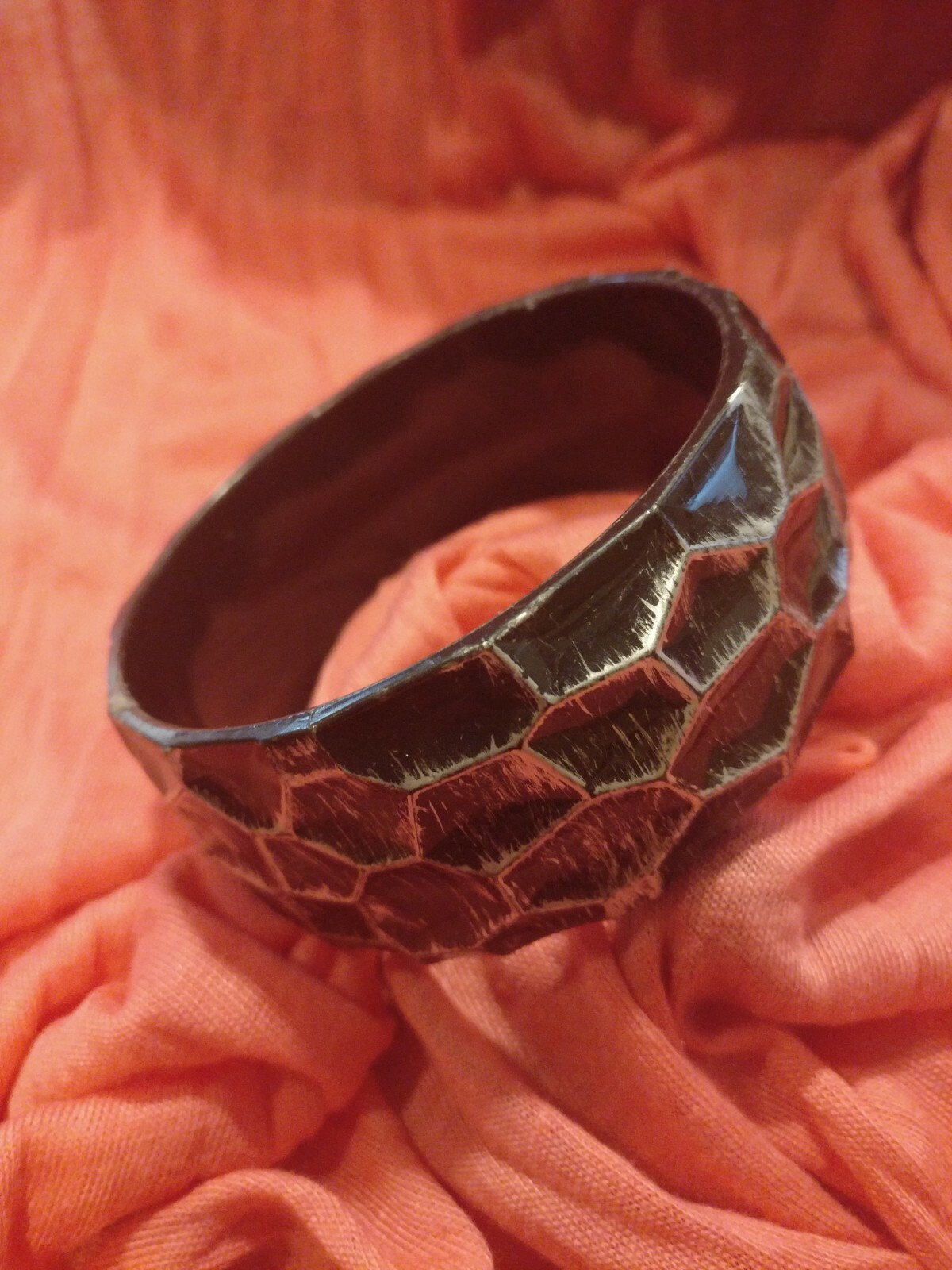 Chunky Thick Wide Large Black Silver Grey Gray Bangle Bracelet Jewelry Statement