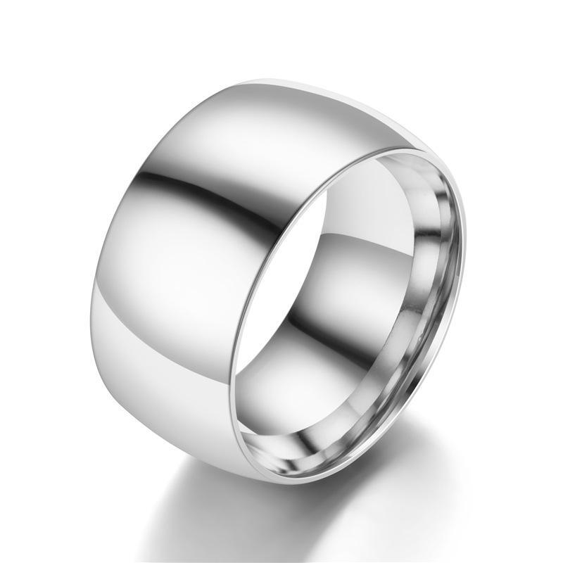 Men S Stainless Steel Dome Ring, 12mm Wide Polished Wedding Band, Comfort Fit