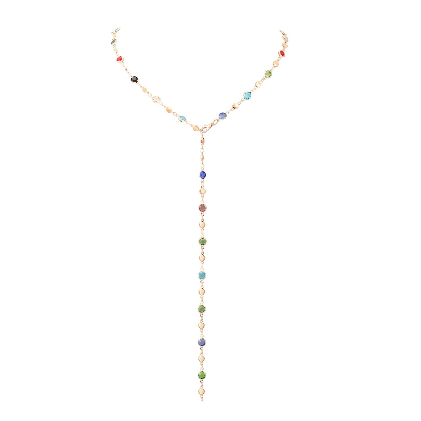 Rhinestone Necklace for Women Boho Long Y Lariat Necklace Colorful Muliticolor