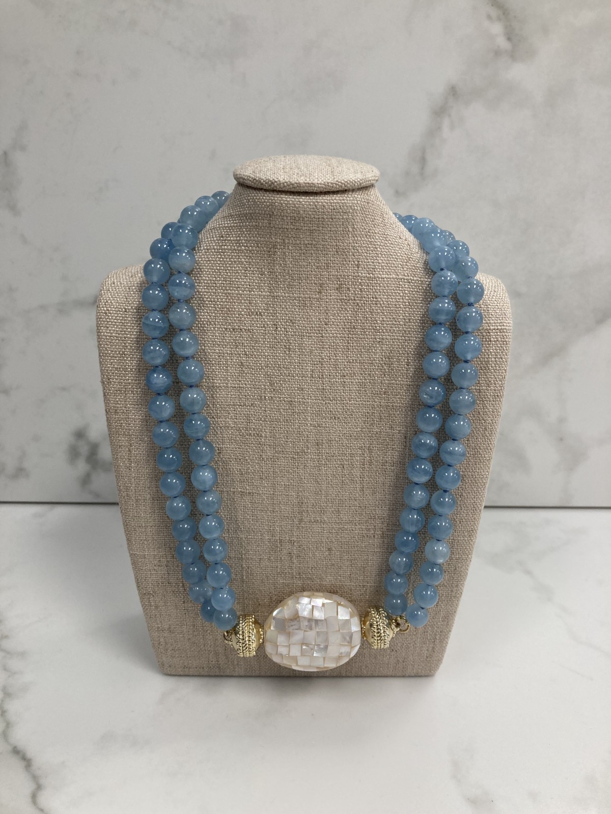 Clara Williams Victoire Aquamarine Double Strand Necklace | 8mm