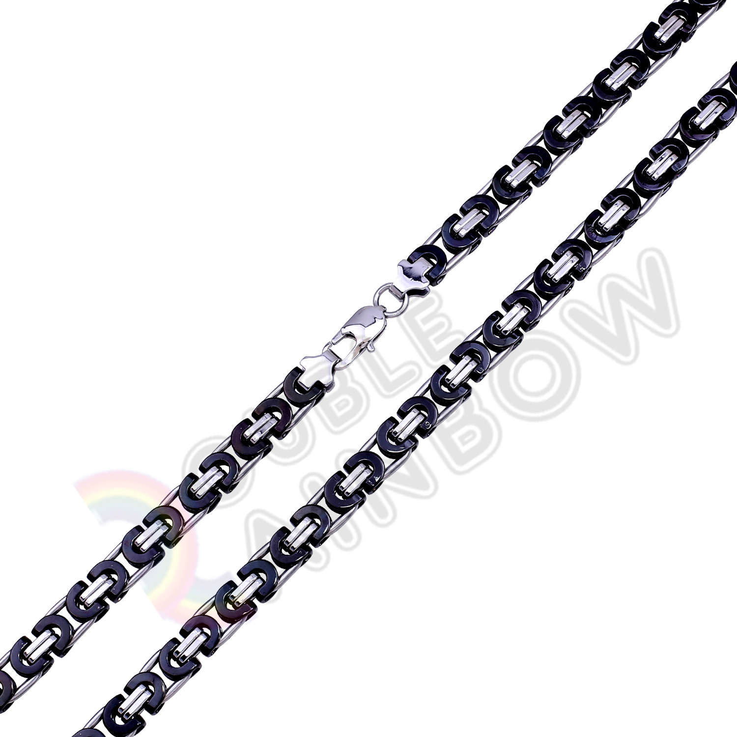 18-36″Men Stainless Steel Gold/Black Plated 8mm Link Chain*C2