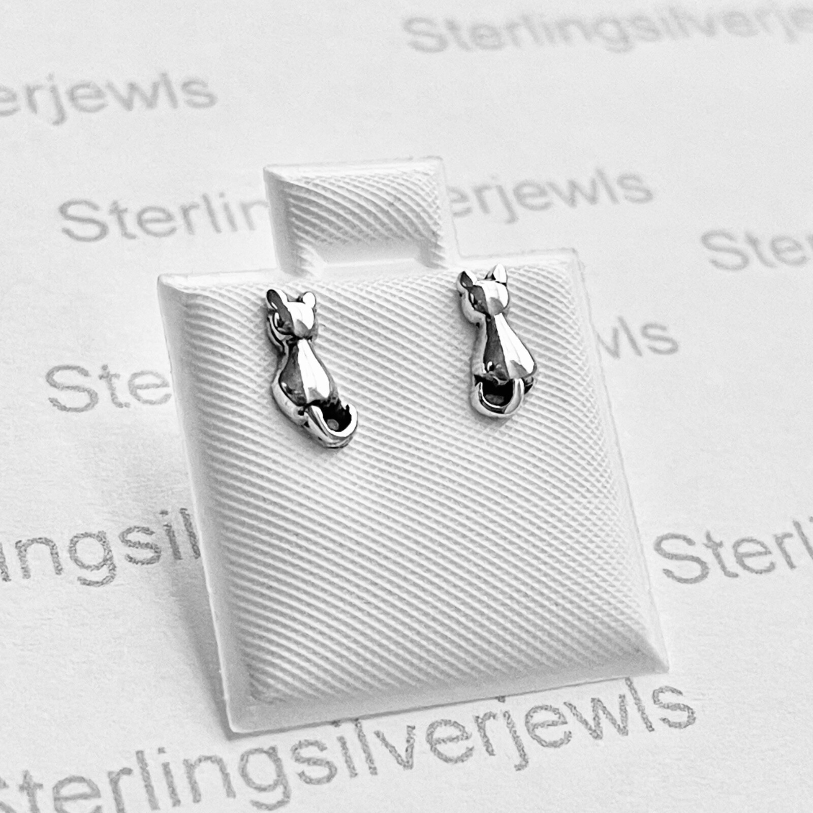 Sterling Silver Little Cat Stud Earrings, Animal Earring, Silver Kitty Cats, Kid