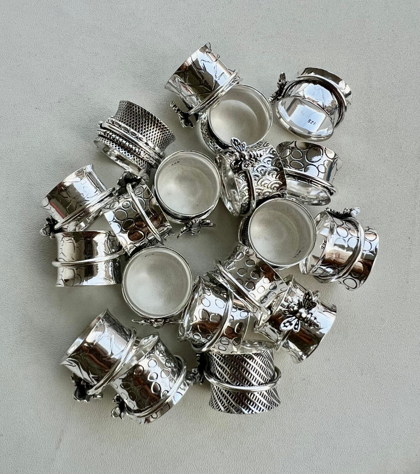 BULK SALE !! Honey Bee 925 Sterling Silver Plated Spinner Meditation Ring